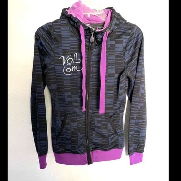 VOLCOM black & purple  full zip hooded jacket -XS - Picture 7 of 7